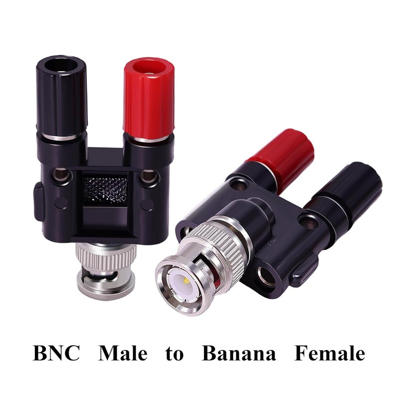 NARRIO 2Pcs BNC Male to 2X 4mm Dual Banana Female Jack Socket Binding Post Coax Coaxial Splitter Connector BNC Banana Adapter for HF Radio Antennas Oscilloscope DVM - Image 4